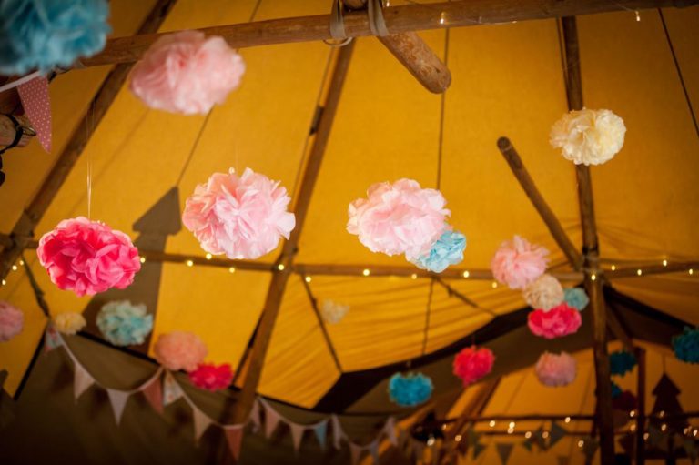 Tipi Wedding With Pom Poms