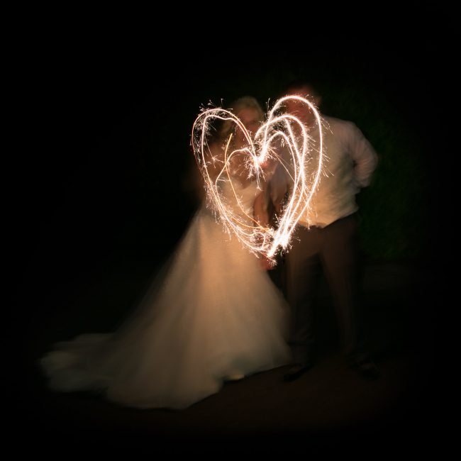 Real Wedding With Bride & Groom & Sparklers