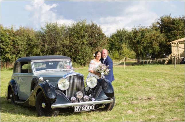 Bride and Groom Wedding Car